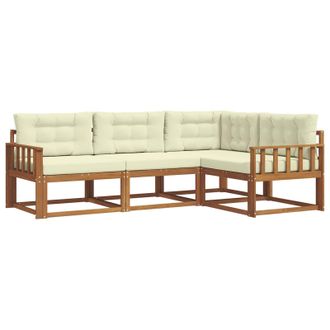 vidaXL Conjunto De Sof&aacute;s De Exterior Con Coj&iacute;n 4 Pcs Natural Y Crema Vidaxl