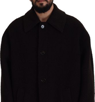 Dolce & Gabbana Mens Black Alpaca Button Down Trench Coat Jacket Clothing