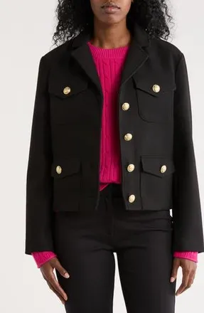 DKNY Crop Button Jacket in Black at Nordstrom Rack, Size X-Small