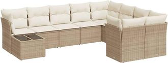 vidaXL Juego De Sof&aacute;s Jard&iacute;n Con Cojines Beige 10 Pzas Rat&aacute;n Sint&eacute;tico Vidaxl