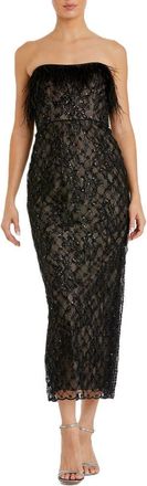Mac Duggal Embellished Strapless Column Dress in Black Nude at Nordstrom, Size 12