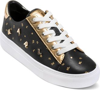 Karl Lagerfeld Cate Pin Sneaker in Black/Gold at Nordstrom, Size 6.5