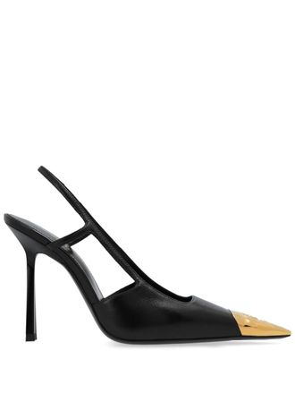 Saint Laurent Zapatos de tac&oacute;n con tira trasera de cuero Jeanne de Saint Laurent
