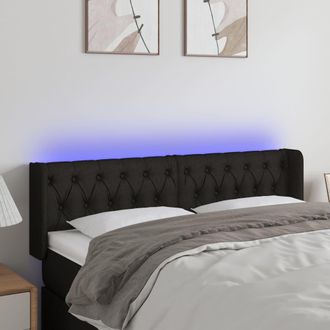 vidaXL Cabecero Con Led De Tela Negro 147x16x78/88 Cm Vidaxl