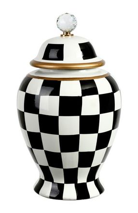 Mark Roberts Checkered Urn with Lid, Large in Black at Nordstrom