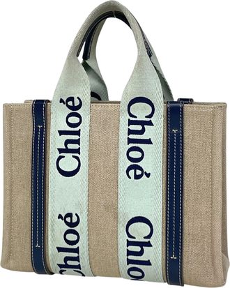 Chlo&eacute; Beige Canvas Leather Tote Bag (Pre-Owned)