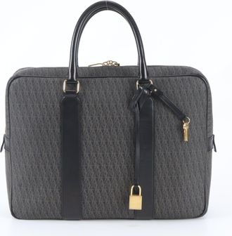 Saint Laurent Black Leather Coated Canvas Briefcase (Pre-Owned)