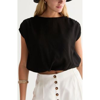 Crescent Cap Sleeve Bubble Hem Top in Black at Nordstrom, Size X-Small Short