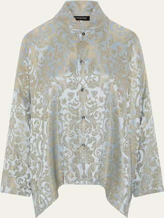 Eskandar Wide Longer Back Chinese Collar Shirt - Mid Plus Length