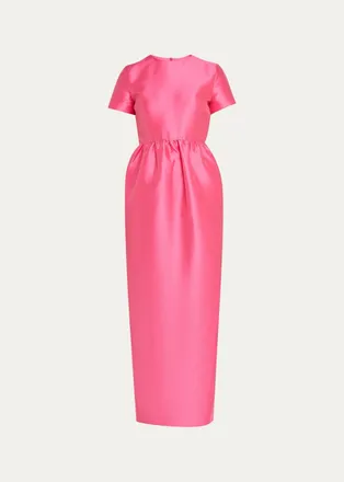 Bernadette Lexi Floral Satin Empire-Waist Column Maxi Dress