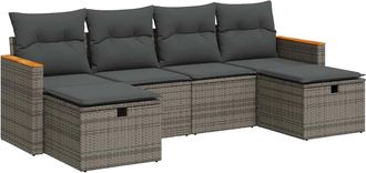 vidaXL Vidaxl - Set Divano Da Giardino 6 Pz Con Cuscini Grigio In Polyrattan
