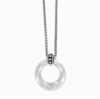 Brighton Womens Pretty Tough Stud Large Circle Necklace In Silver