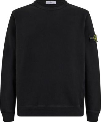 Stone Island Black Solid Crew Neck Sweatshirt
