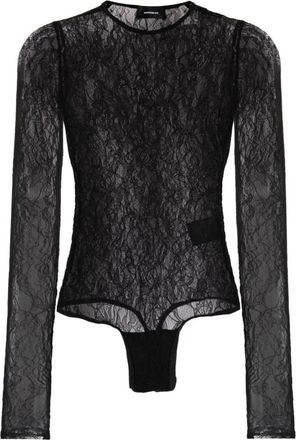 Wardrobe.NYC Bloemenkant Bodysuit - Dames - Bodies - Zwart - XS - Tops