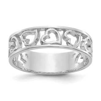 Diamond2Deal 14k White Gold Heart Ring
