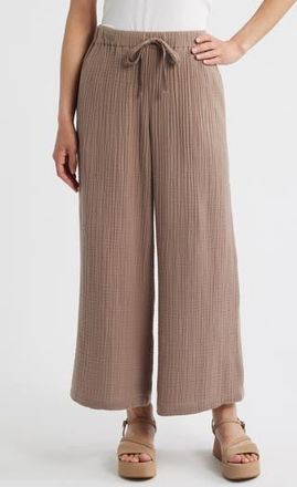 Eileen Fisher Wide Leg Organic Cotton Ankle Pants in Cocoa at Nordstrom Rack, Size Xx-Small