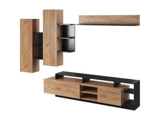 VENTE-UNIQUE.COM Mueble de TV de pared melamina gris antracita, color natural claro