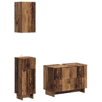 vidaXL Juego De Armarios De Ba&ntilde;o De 3 Piezas Ede Madera Envejecida Vidaxl