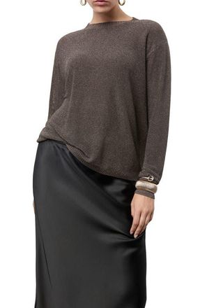 Mango Sparkle Finely Knit Sweater in Chocolate at Nordstrom, Size Large