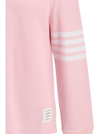 Thom Browne Mens Piqu&eacute; Long-Sleeve Polo Light Pink Cotton Shirts T-shirts And Polos