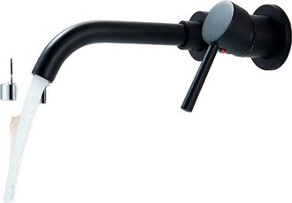 OEM Rubinetto Per Lavabo A Parete, Comando Monocomando, Nero Opaco