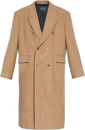 Balenciaga Lange wollen jas - Heren - Mantel - Beige - XL - Wol - Jassen