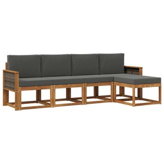 vidaXL Conjunto De Sof&aacute;s De Exterior 5 Pcs Natural Y Antracita Vidaxl
