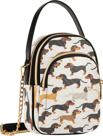 Alaza Crossbody Bags for Women, Womens Crossbody Sling Bags Dachshund Dog Quilted Crossbody Bags Trendy Handbags Travel Cell Phone Purses Bags Wallets With 