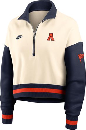 Nike Auburn Legacy Nike Womens College Cropped Oversized 1/4-Zip Crew in Brown | 03O80JHIAUV-A6C