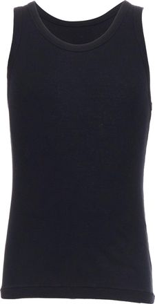 Ann Demeulemeester black cotton ribbed hi low hem scoop neck tank top M