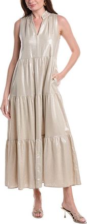 Vince Camuto Linen-Blend Ruffle Maxi Dress