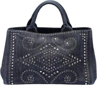 Prada Pre-owned Canapa Tote Bag - Dames - Vintage Handtas - Blauw - ONE Size - Denim - Vintage