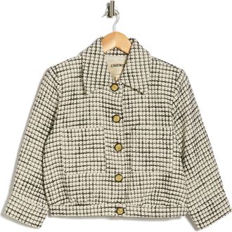 L'agence Jia Crop Tweed Jacket in Ecru/Black at Nordstrom Rack, Size 18 (Similar To 18W-20W)