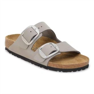 Birkenstock Mens Arizona Big Buckle Oiled Leather Sandal In Stone Coin