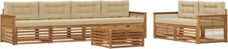 vidaXL Conjunto De Sof&aacute;s De Exterior 7 Uds. Natural Y Beige Vidaxl