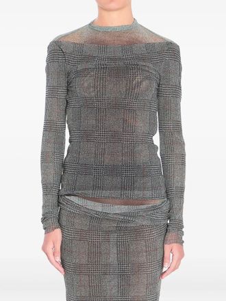 Jean Paul Gaultier Mesh Top Double Layer Printed Body Shadow And Prince Of Wales Clothing