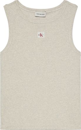 Calvin Klein Jeans Tanktop CALVIN KLEIN JEANS A - WVN LBL 2X2 CTTN, Damen, Gr. XXL (46), ba01 grau heather, Jersey, Obermaterial: 95% Baumwolle, 5% Elasthan, regular fit