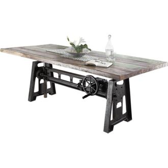 Massivmoebel24 tavolo da pranzo in legno di Legno riciclato 200x100x75 multicolore laccato industrial 23