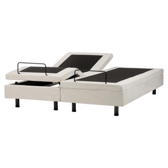 Beliani Cama Articulada El&eacute;ctrica Moderna Mando A Distancia Ajustable Sin Cabecero Poli&eacute;ster Beige Claro 160 X 200 Cm Duke Ii