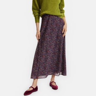 La Redoute Collections Lange rok met bloemenprint en elastische tailleband