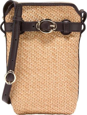 Cole Haan Alexandria Phone Pouch in Natural Raffia /dark Chocolate at Nordstrom