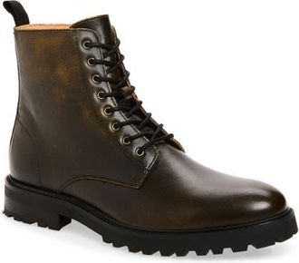 Open Edit Ludlow Combat Boot in Distressed Dark Brown at Nordstrom, Size 10.5