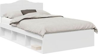 vidaXL Bed Frame with Headboard White 120 x 200 cm Solid Pine Wood vidaXL