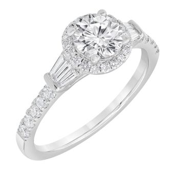 Grown Brilliance 1.25 Carat 14K White Gold Round Cut Lab Grown Diamond Halo Engagement Ring for Women- Color/Clarity-G+VS