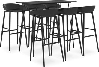vidaXL 7 Piece Bar Set Black Vidaxl