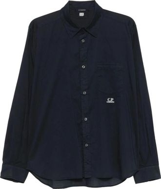C.P. Company Light Mussola Shirt - Heren - Casual Overhemden - Blauw - XL - Katoen - Overhemden