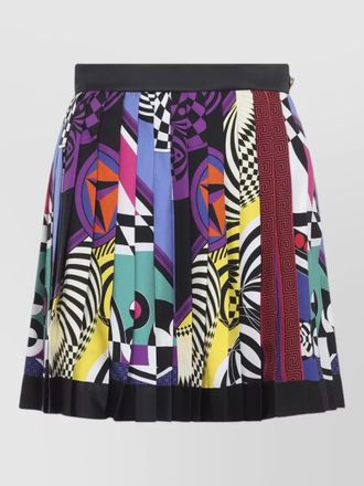 Versace silk teatro printed pleated mini skirt
