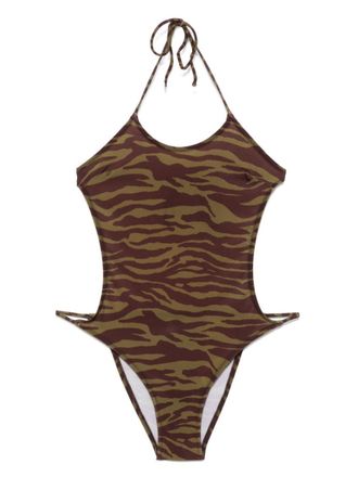 The Attico Olive zebra print swimsuit