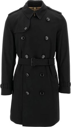 Burberry Zwarte Kensington Stijlvol Model - Heren - Trenchcoats - Zwart - XL - Jassen
