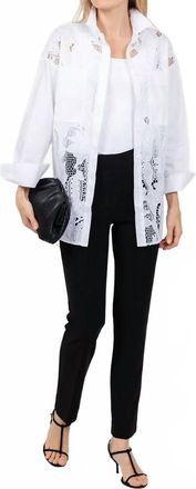 Joseph Ribkoff Cotton Lace Boxy Embroidered Blouse In White